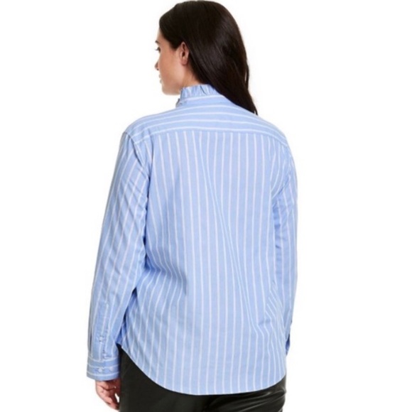 New Striped Long Sleeve Button-Down Shirt - Nili Lotan x Target Blue S4. - Picture 2 of 15